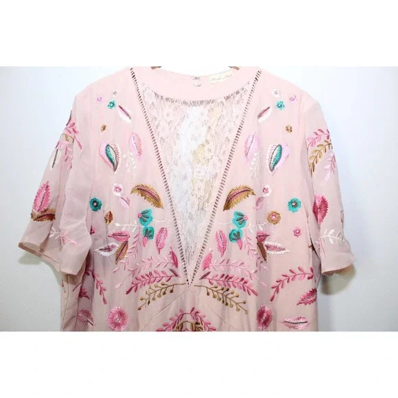 NWT Frock & Frill Allover Embroidered Maxi Dress Beaded Plus Size 24 H14122 - Picture 5 of 12